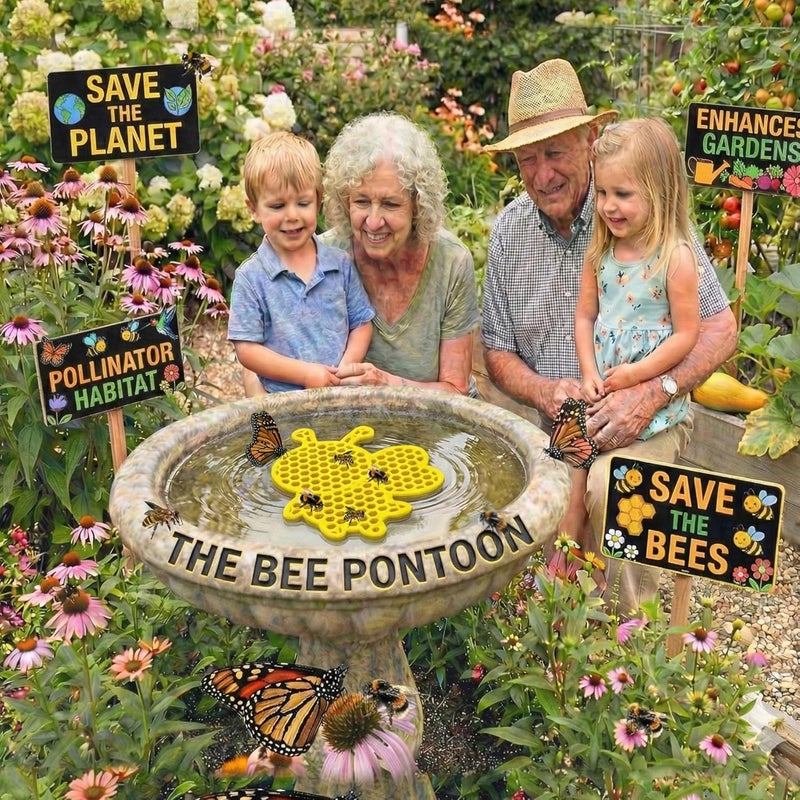 BEE PONTOON Bee Watering Station, Butterfly Watering Station, Garden Decor - Honeybee - Yellow - 1 Pc - Image 3